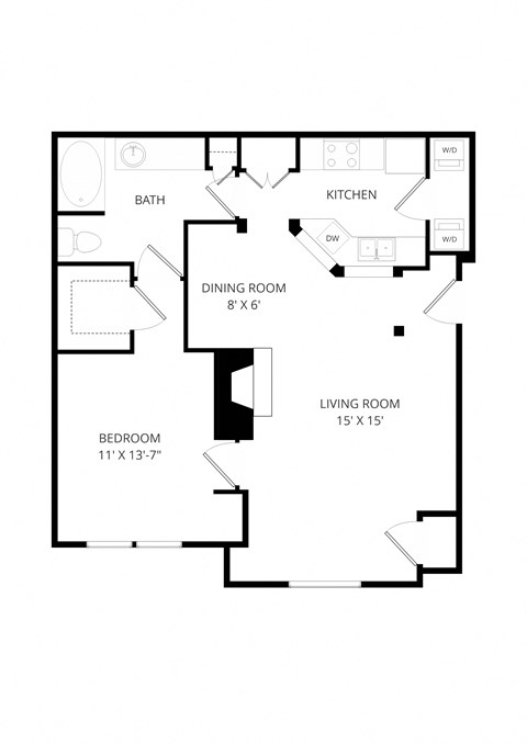 a floor plan of a house with a bedroom and a living room